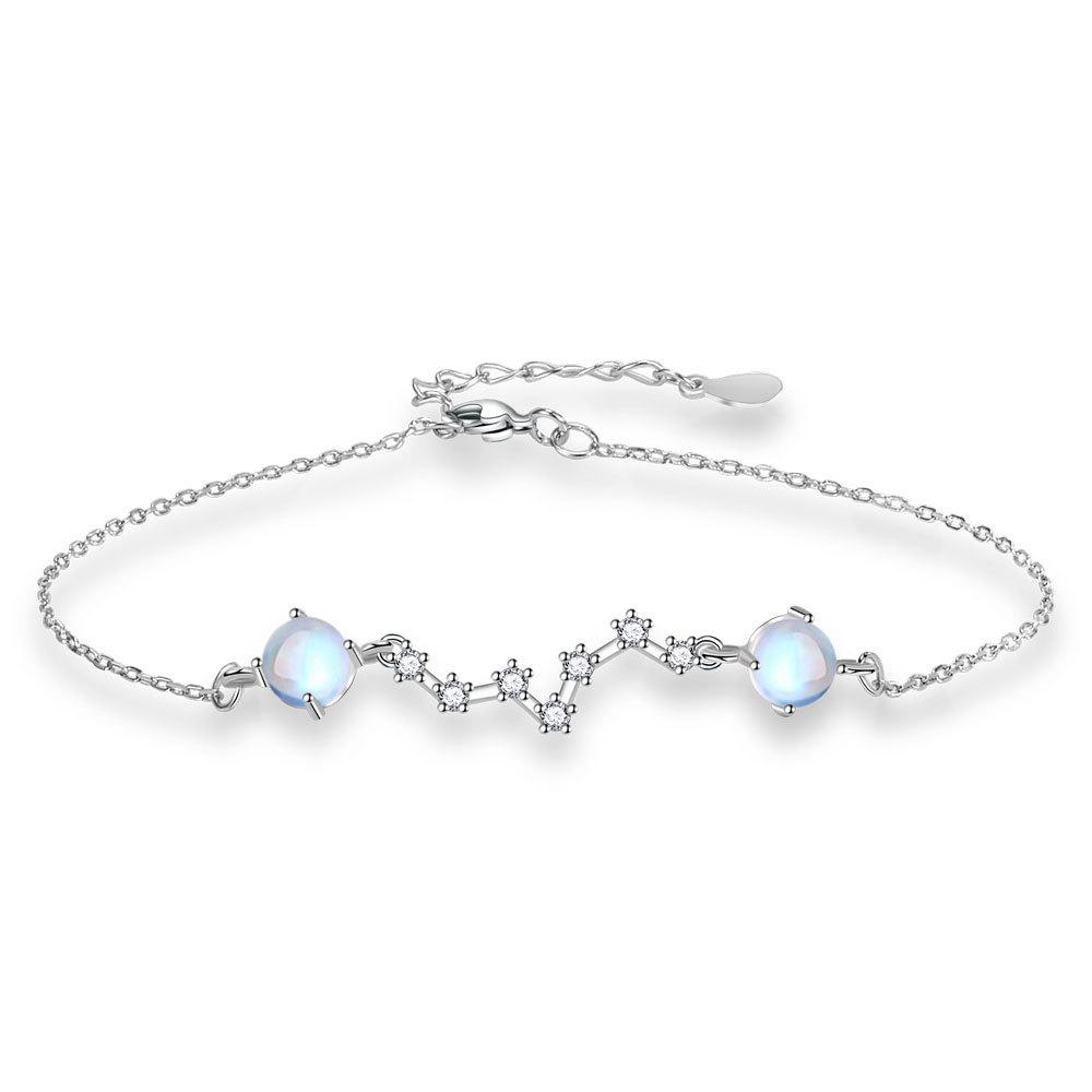 Romantic Trendy Moonstone Big Dipper Seven Star Bracelet Necklace Set Women'S Light Luxury Sweet Flash Diamond Bracelet Dream Necklace