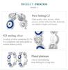 BAMOER 925 Sterling Silver Blue Evil Eye Ear Buckles Heart-shaped Zircon Hoop Earrings for Women Gift Fine Jewelry