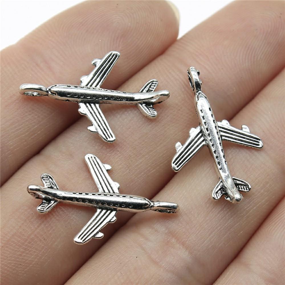 10pcs Antique Silver Plated Travel Journey Souvenir Charms Aircraft Passport Charms For Necklace Bracelet Keychain Making