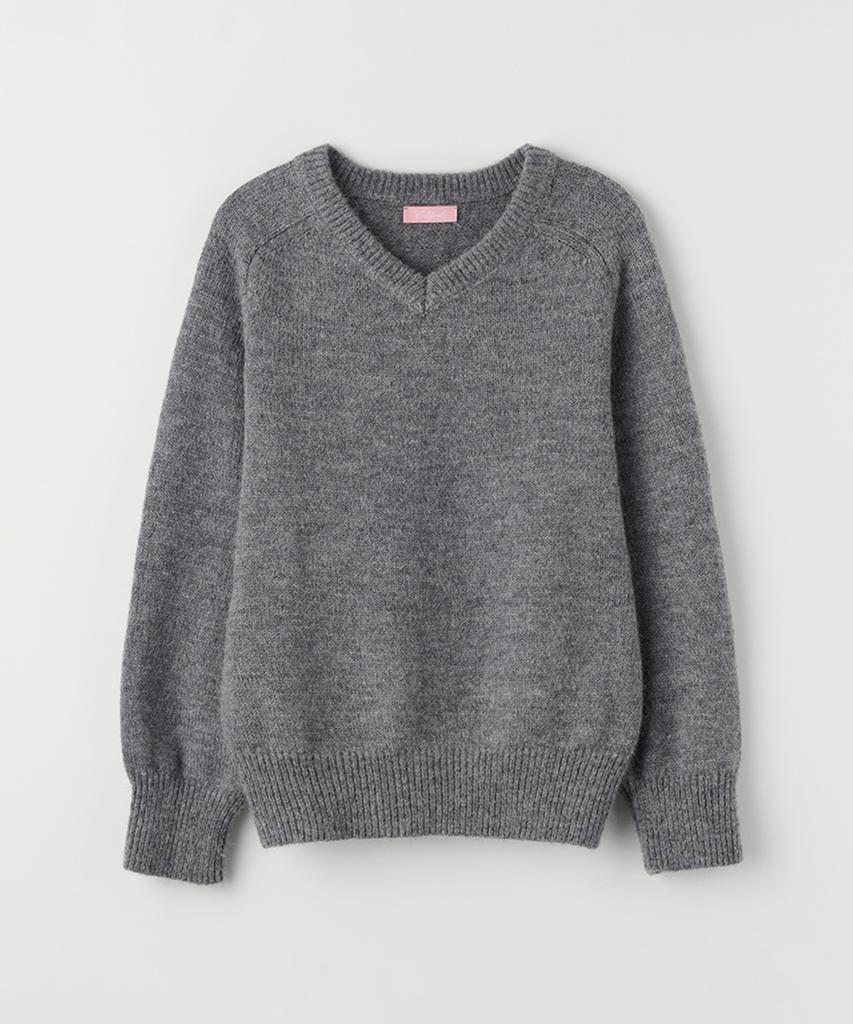 Selliteiljeu V-Neck Alpaca Knit_Grey