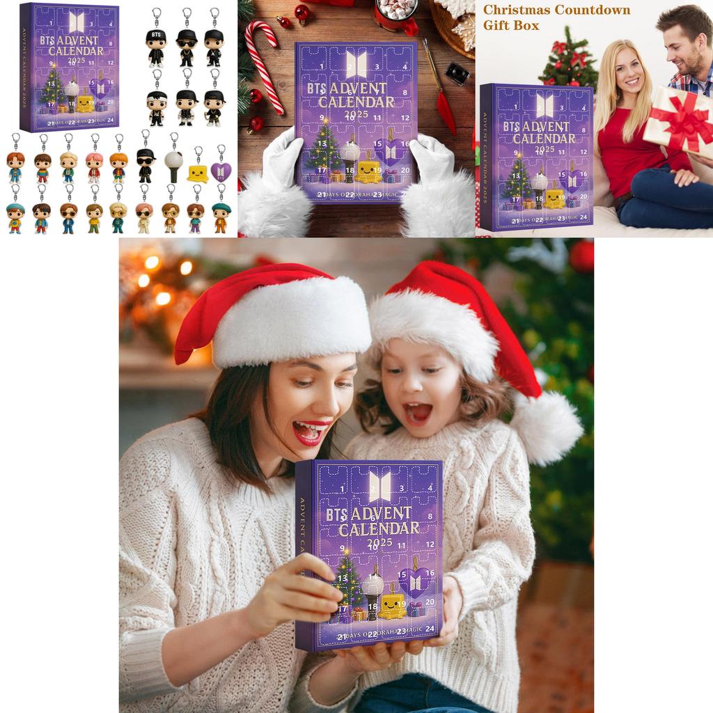 Bts Christmas Advent Calendar With Acrylic Keychain Ornaments For Holiday Gift Giving