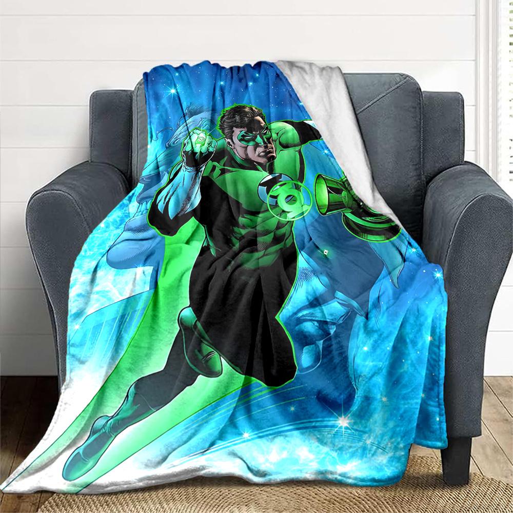 1pc Green Lantern Ring Flannel Throw Blanket Soft, Warm & Cozy for Couch, Bed, Office, and Travel Versatile All Season Gift, Christmas present