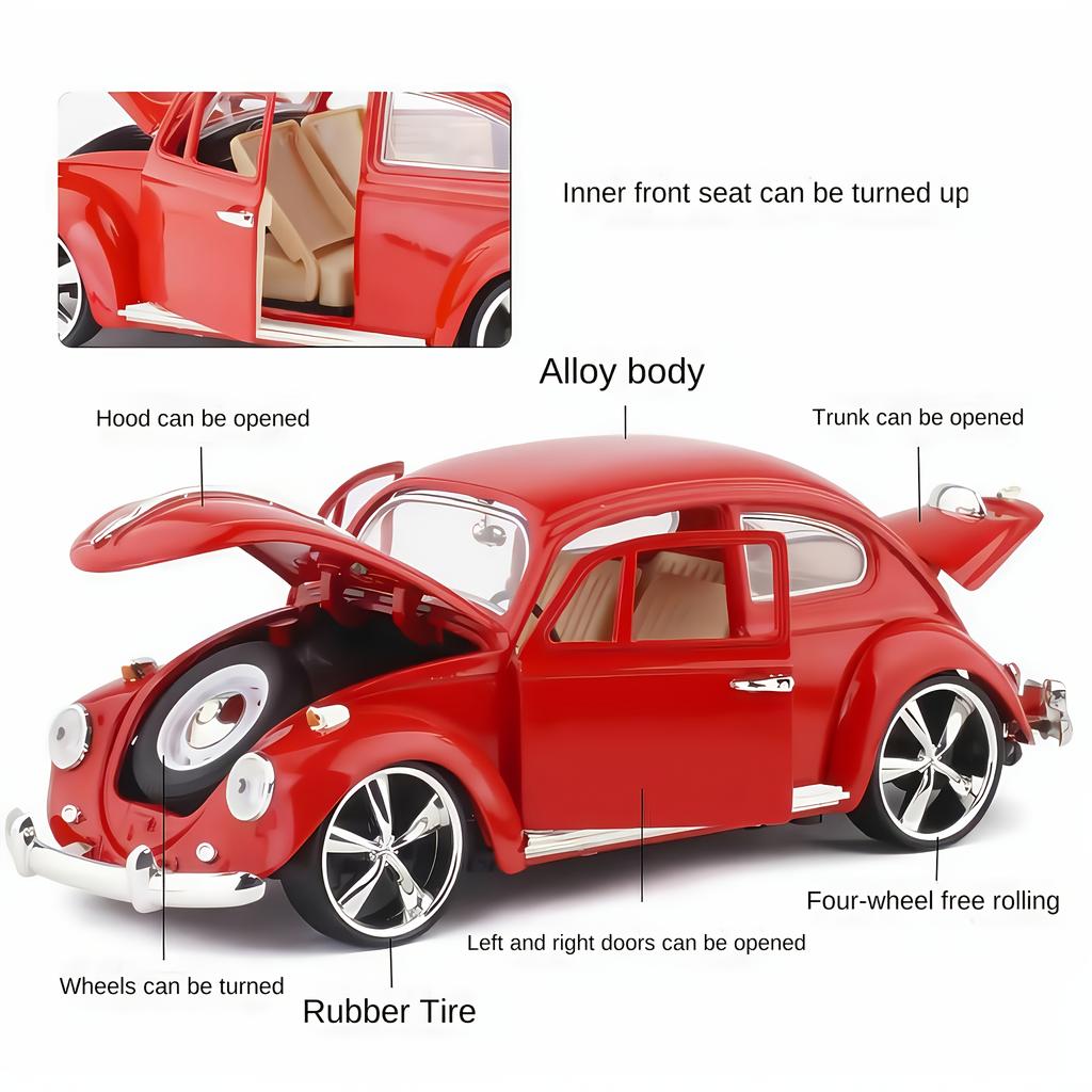 Vintage Red Car Model,Classic Retro Decor with Chrome Accents,Home/Office/Garden Decoration, Collectible Gift for Car Enthusiasts