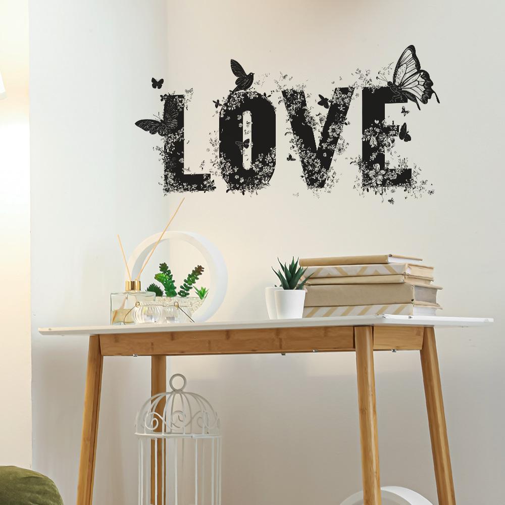 Creative English Letter "LOVE" Butterfly Bedroom Entrance Home Background Beautification Wall Stickers