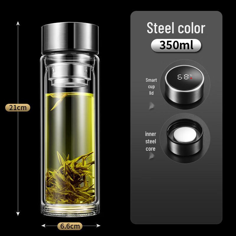 Shixun Double-Wall Borosilicate Glass Mug with Temperature Display