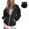 Damenmode Lässige Langarm Einfarbig Kapuzenpullover Tops