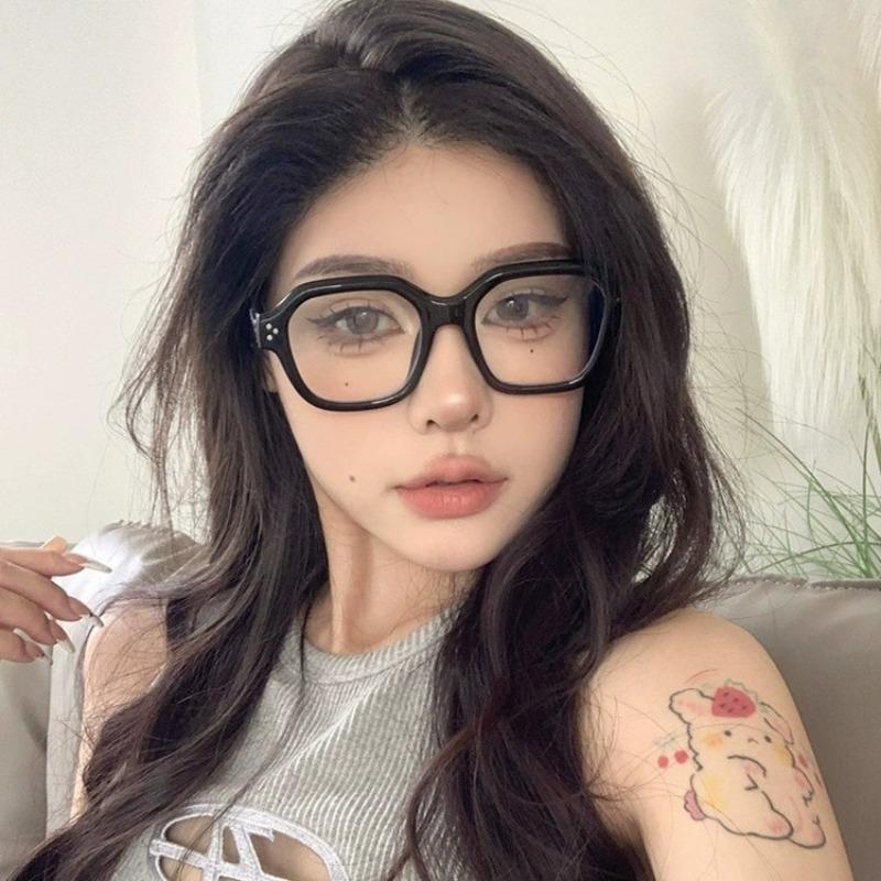 Fashion Retro Anti Blue Light Eyeglasses Frames Round Face Concave Shaped Eyeglass Fake Eye Glasses Frame