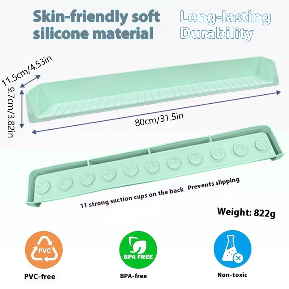 Bathtub Splash Guard PlayPad with 11 Suction Cups Doll Tray Caddy Holder Storage with 3°Drainage Slope Doll Holder Play Shelf