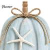Dekorative Holzkürbisse für Zuhause 2 Stück Küstenkürbis-Deko, Blaues Holzschild, Herbst Handgefertigt Massivholz Geschenke Tischmittelstück Thanksgiving
