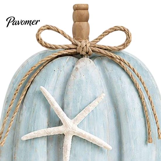 Dekorative Holzkürbisse für Zuhause 2 Stück Küstenkürbis-Deko, Blaues Holzschild, Herbst Handgefertigt Massivholz Geschenke Tischmittelstück Thanksgiving