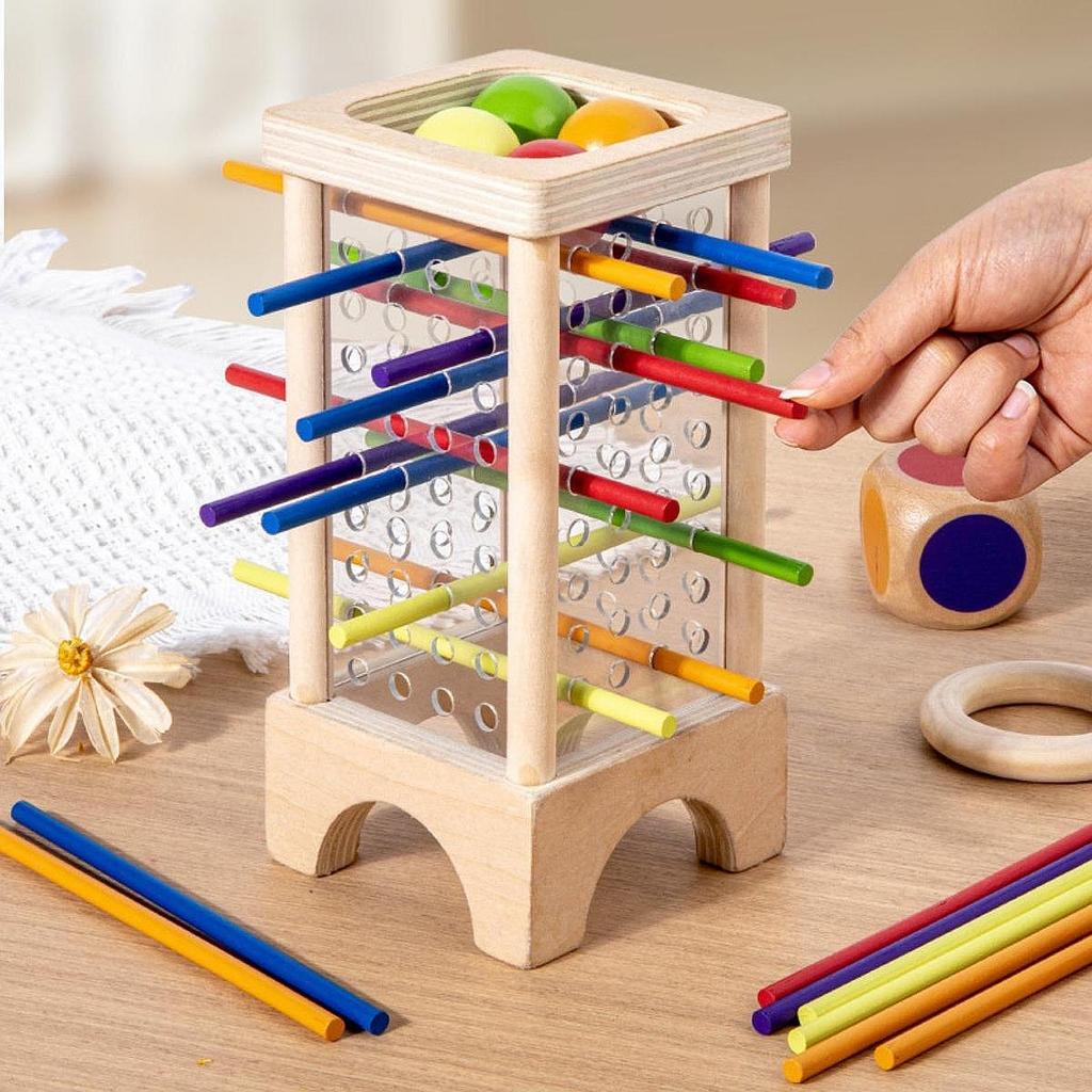 Joc de echilibru cu bețișoare colorate Jucărie Montessori Jucării de potrivire din lemn Abilități motorii fine Învățare matematică Jucării educaționale Copii