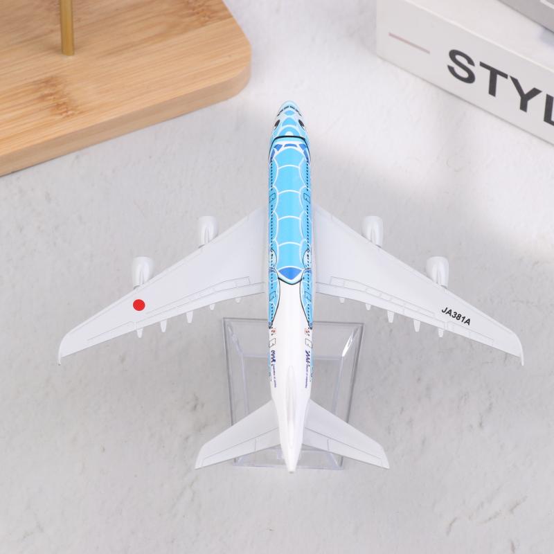 1 Satz Blaue Meeresschildkröte Airbus 380 A380 Airways Metalllegierung Diecast Flugzeug 16 cm Air Japan Ana Airlines Flugzeugmodell Spielzeug