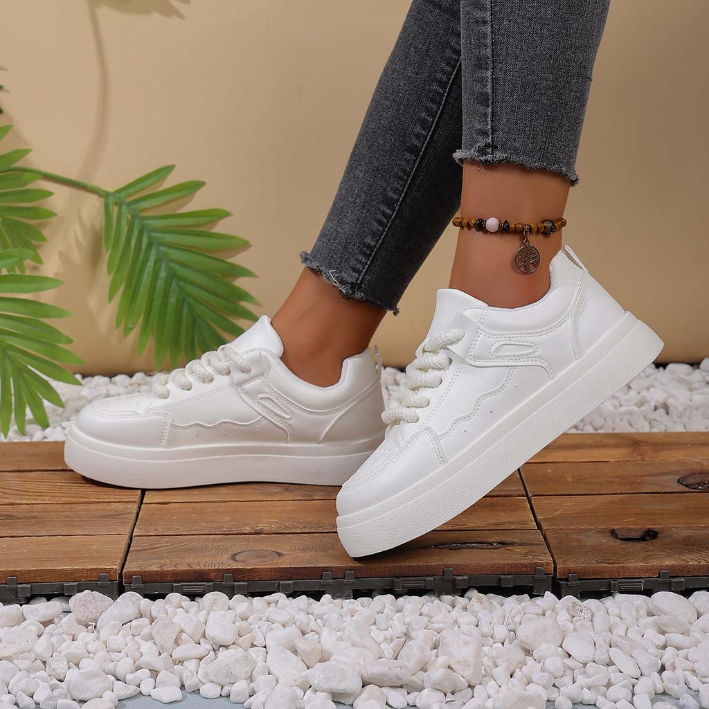 Fashion New Spring Shoes for Women Green Trainers Platform Lace Up Sneakers Woman Hip Hop Chunky Sports Shoes Faux Leather Sneaker
