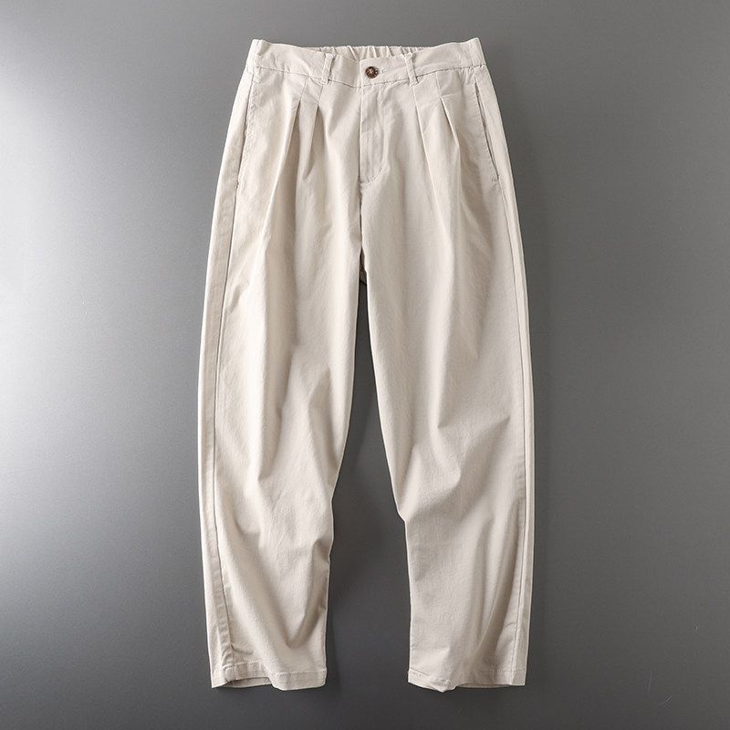 Export Cut Label American High Street Straight-leg Casual Ninth Pants Men s Summer Loose Tapered Pants Original Export Men s Trousers Rice White L