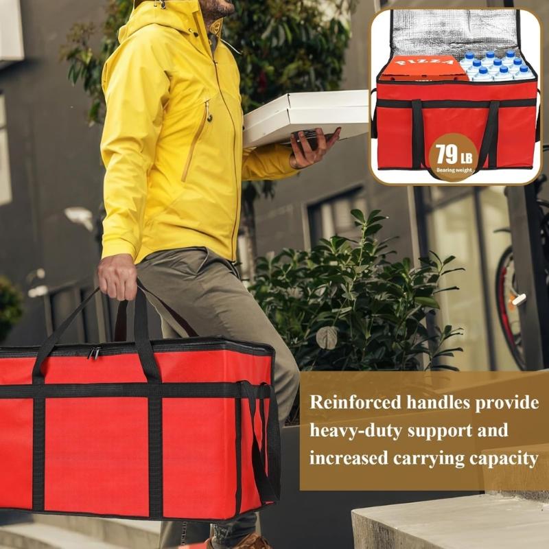 2PCs Heavy Type Insulated Pizza Delivery Bags With Thermals Insulation Waterproof Lining Keep Food Cold Hot Outdoor Event