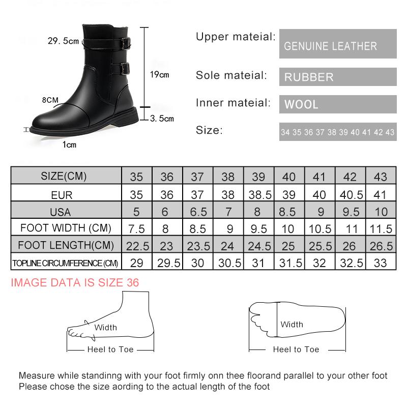 Fashion AIYUQI Women Ankle Boots Genuine Leather Large Size 41 42 43 Women Snow Boots Antiskid Thickened Wool Warm Winter Boots Women