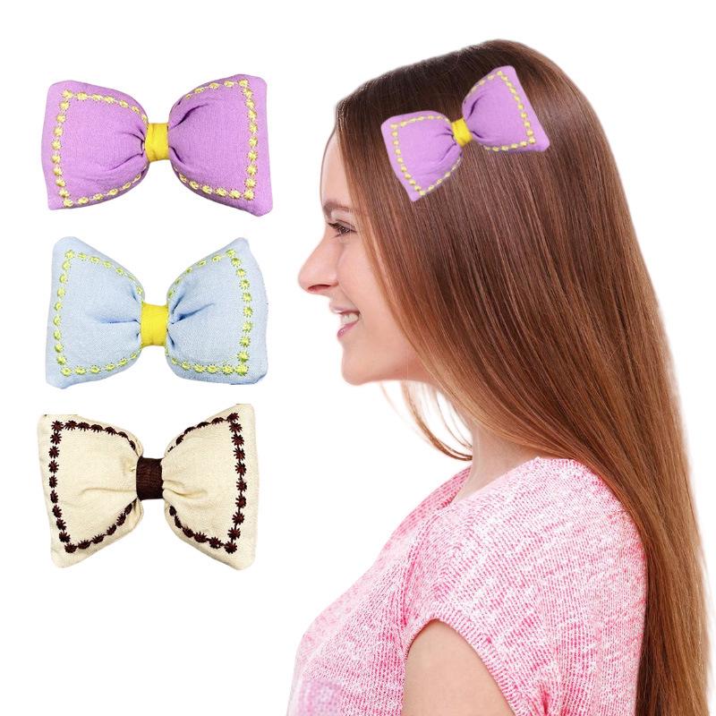 Colorful Cotton Bow Hair Clip - DIY Fabric Hair Ornament Accessory