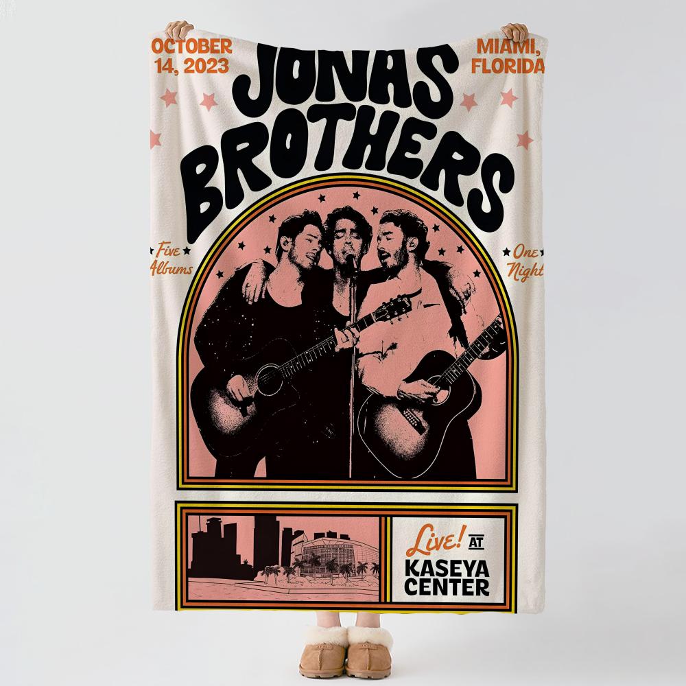 Music J-Jonas B-Brothers Throw Soft Warm Flannel Blanket, Multi-use Throw for Bed Sofa Office, Air Conditioning Nap Blanket