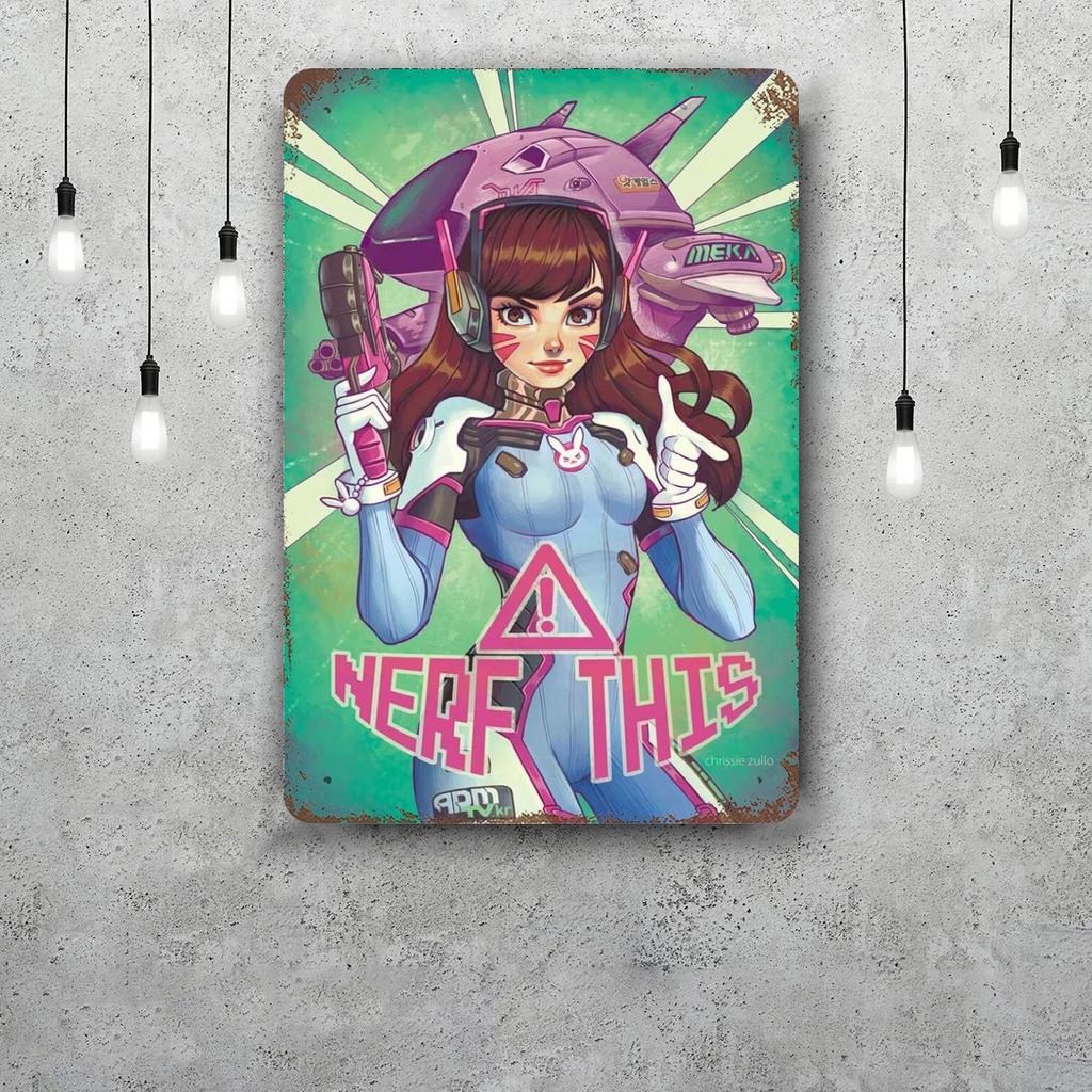dva overwatch Funny Bar Metal Sign Retro Plaque Vintage Sign Alcohol Drinker Pub Club Man Cave Kitchen Wall Decoration