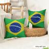 BBrazil Flag Cushion Cover Natural Linen Organic Fabric DoubleSided Printing Couch Pillow Covers Home Decor