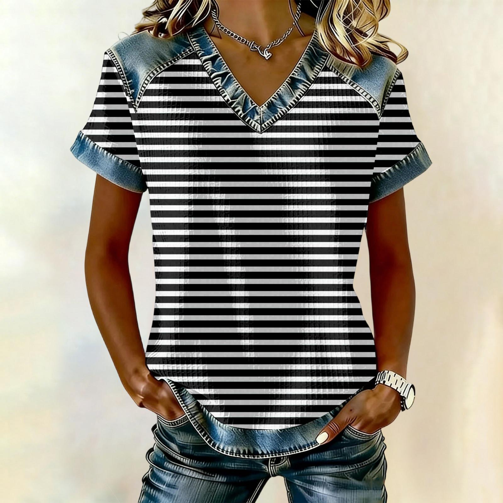 Женская модная повседневная блузка в полоску и клетку L чёрный