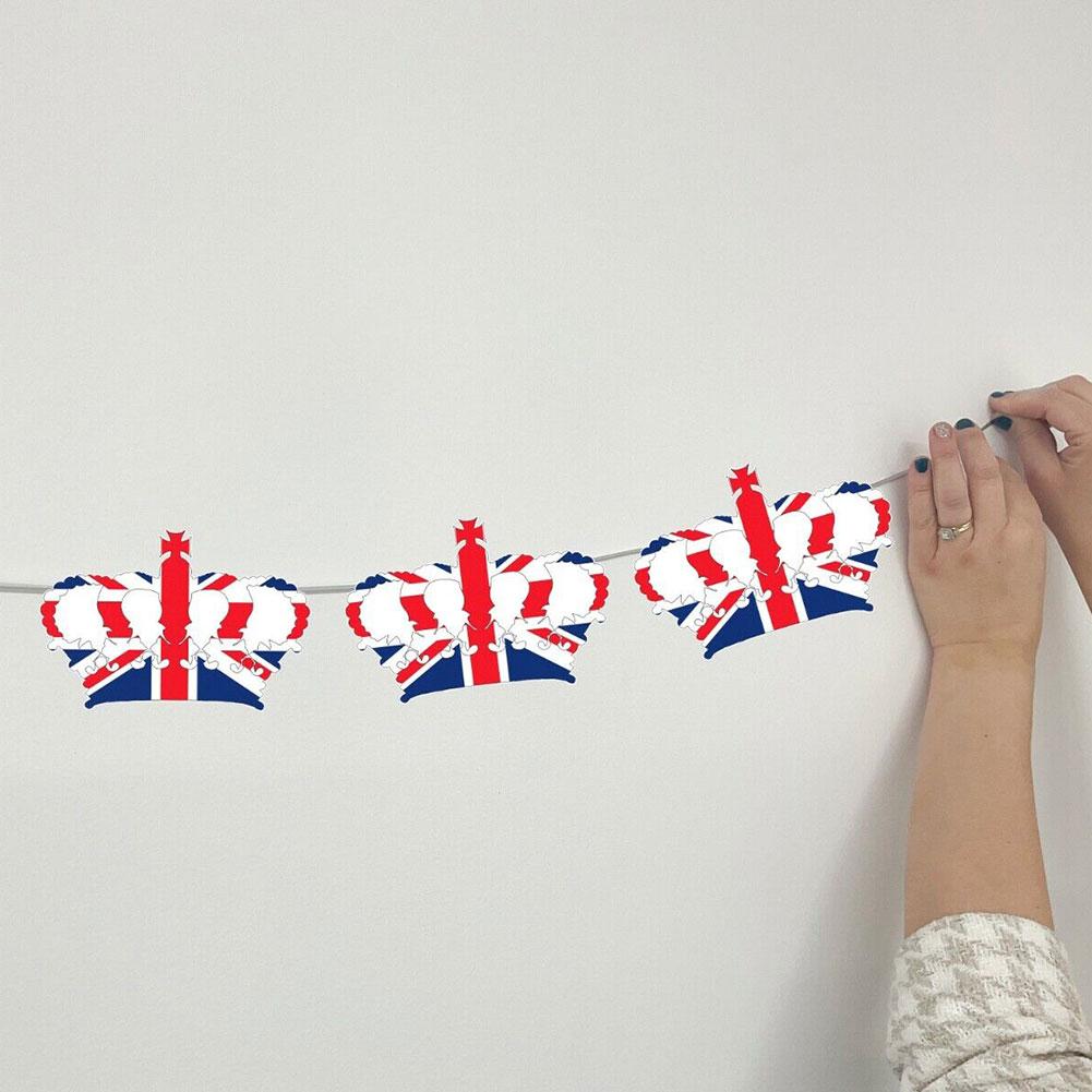 King Charles III Coronation Bunting Banner Set Vibrant Colors Union Jack Bunting Flags Multi-shape for Party Hanging Decoration