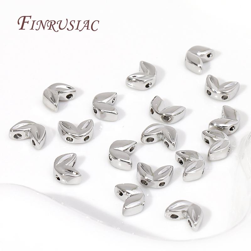 18K Real Gold Plated Wheat Shape Spacer Beads Metal Double Holes Bead For Necklaces DIY Supplies,Loose Beads Separators Wholesal