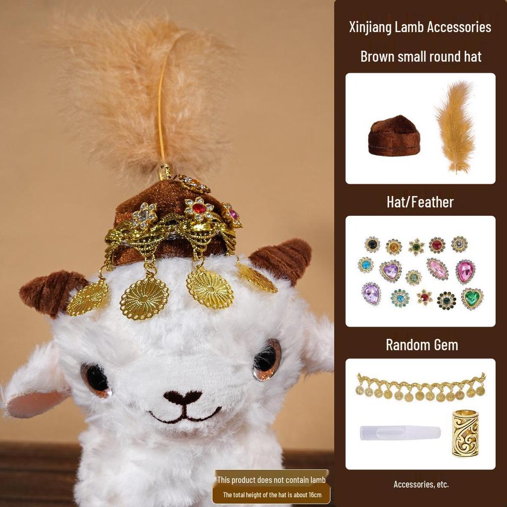 Xinjiang Lamb Hat: Rhinestone-Inlaid Triangle Cartoon Ethnic-Style Accessory for Tourism Wear