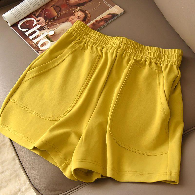 

Plus Size Wide Leg High Waist Casual Shorts - Summer Korean Style for Women M for 85-125 jin жёлтый