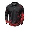 Men's Quick-Dry Mesh Long Sleeve Golf Shirt with Halloween Print for Casual Wear