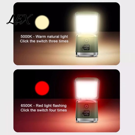 Portable LED Lantern Camping Light with 4 Lighting Modes, USB-C Rechargeable Tent High Lumen Lamp, Stepless Dimming for Outdoor Hiking Emergency