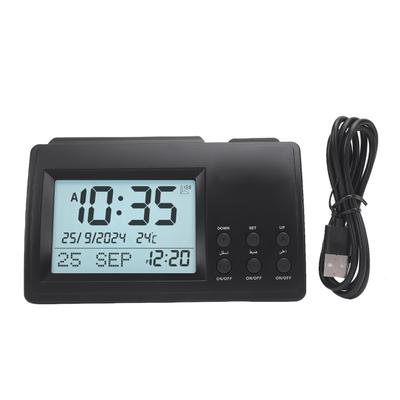 Masa Saati Siyah Renk LCD Ekran Çok Fonksiyonlu Minimalist Dijital Masa Saati Ev İçin
