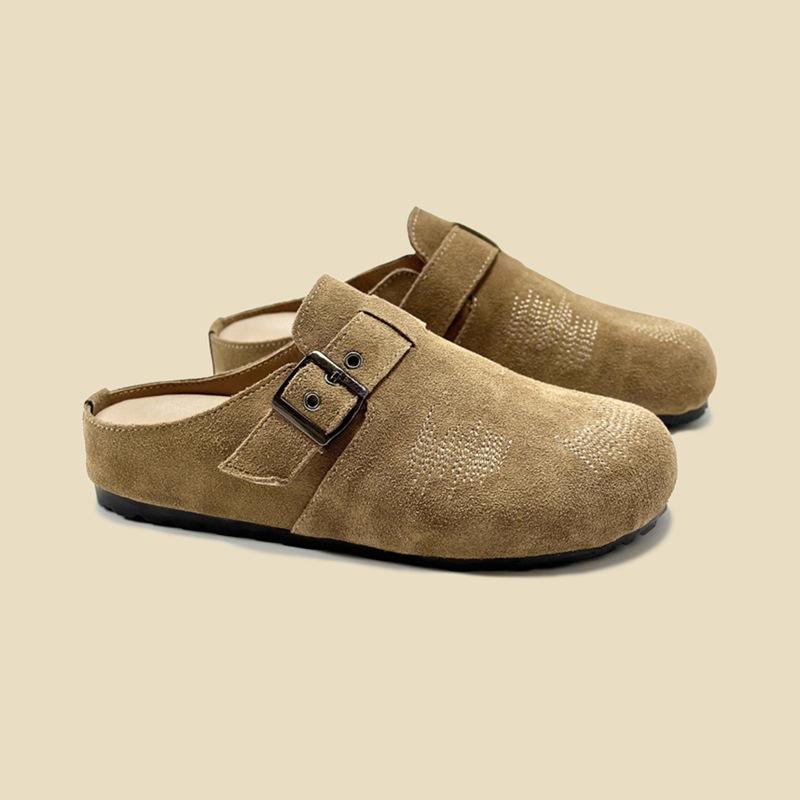 Retro belt buckle bag head slippers women's new thick bottom heightening lazy one pedal casual slippers