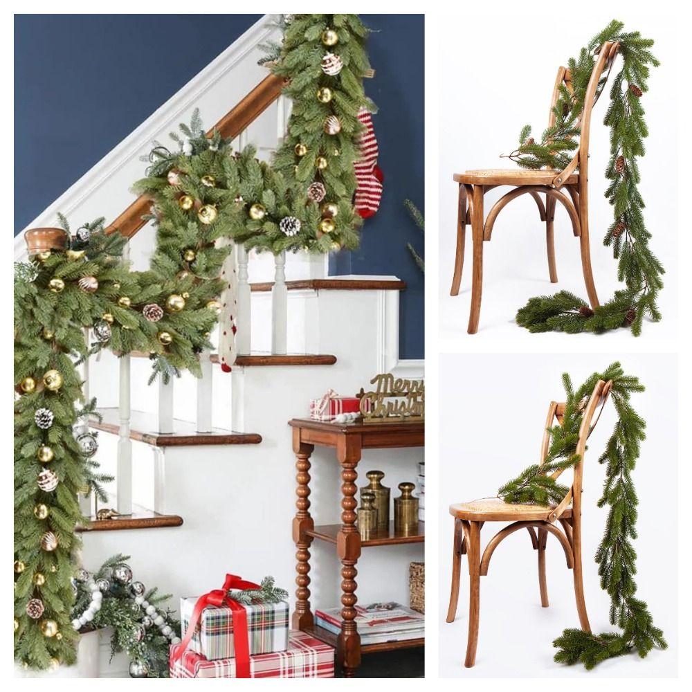 Green Artificial Pine Wreaths 190cm Xmas Tree Christmas Garland Party Party Wedding Ornament Hanging Garland Rattan