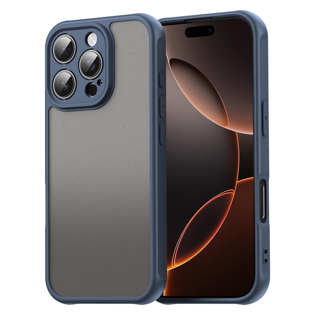 For iPhone 16 Pro Phone Case Drop Proof Airbags Frosted Translucent PC + TPU Back Cover