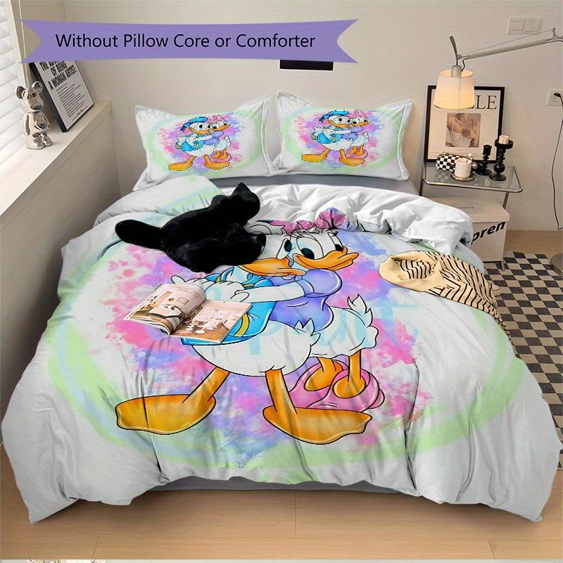 3pcs Good Friends Daisy Donald Duck Bedding Set 1 Soft Quilt Cover + 2 Pillowcases, Machine Washable Suitable for All Seasons B029