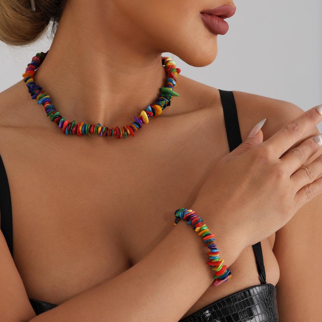 Accessories, Colored Natural Shell Geometric Clavicle Chain Necklace Women, Cold Wind Necklace