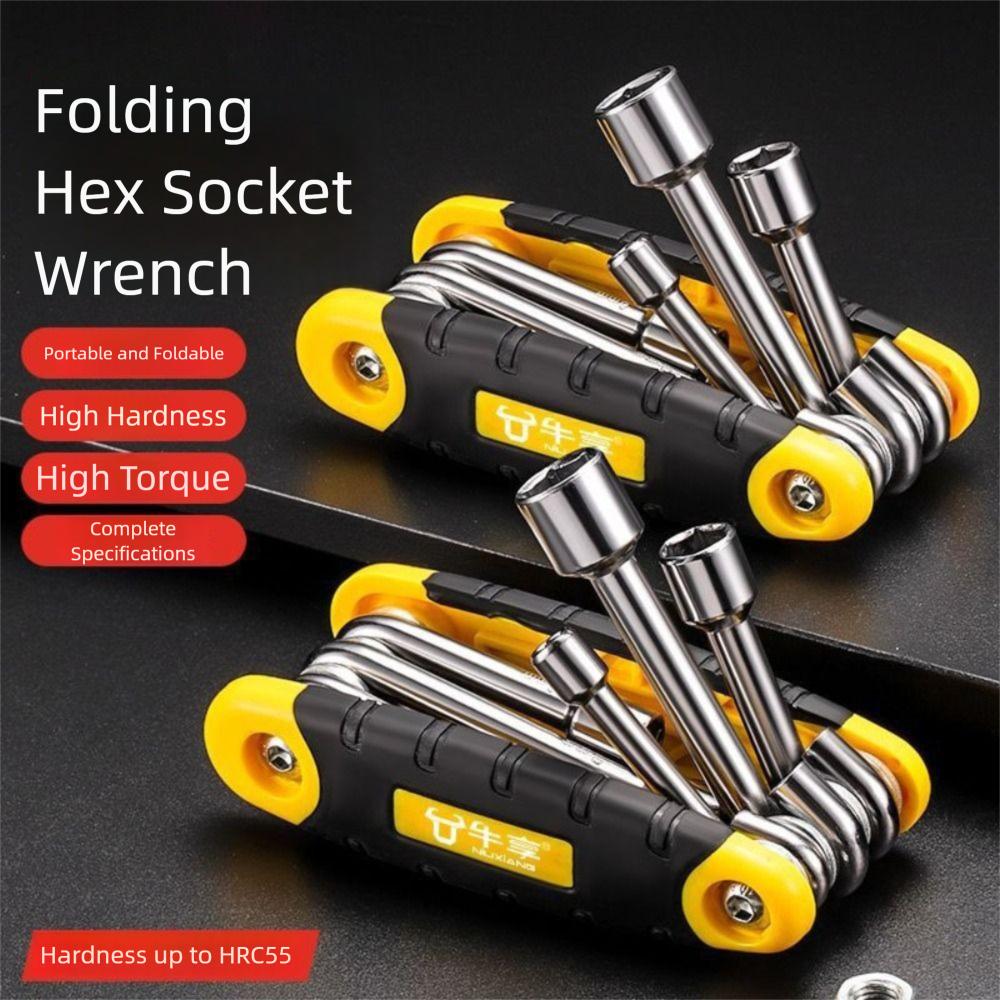 

Folding Allen Wrench Set Portable Socket Wrench Standard Hex Key Set Bicycle жовтий