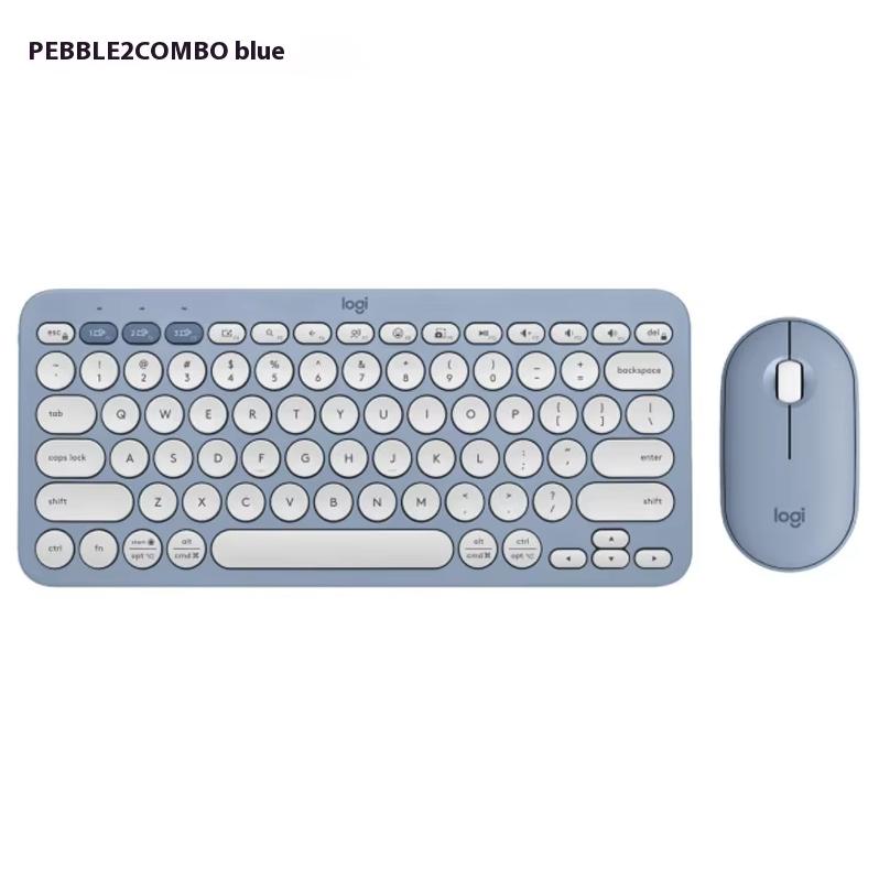 

Комплект клавіатури та миші Logitech PEBBLE 2 COMBO бездротове дворежимне підключення персоналізоване призначення кнопок для трьох пристроїв синій