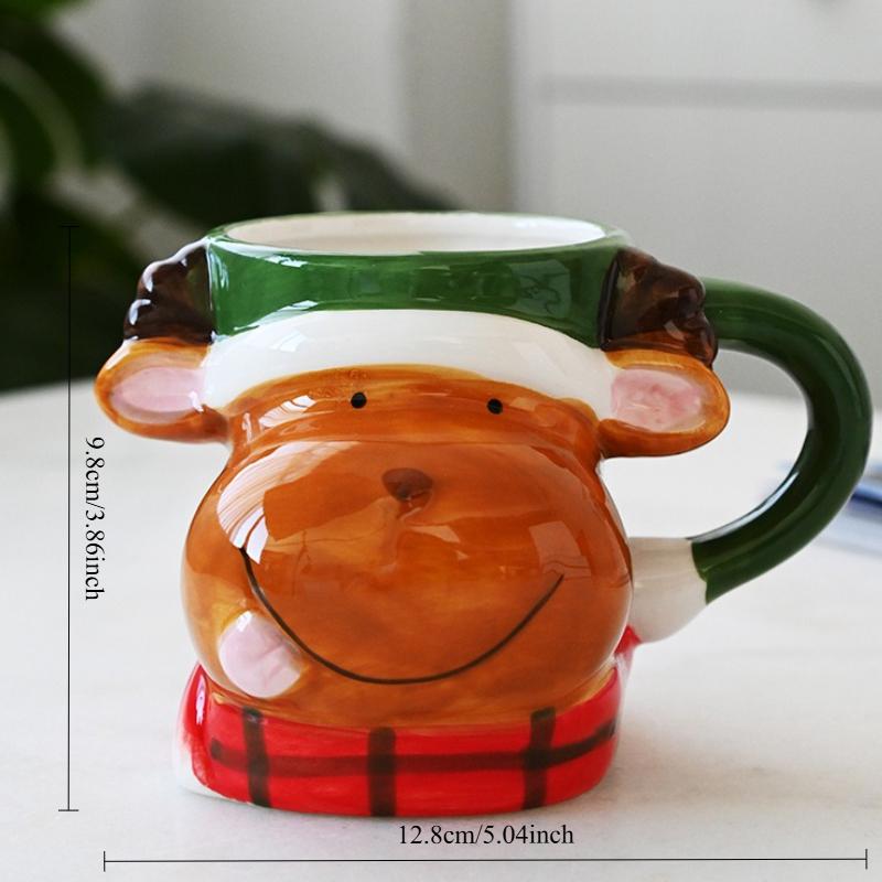 

1 шт. Рождественская керамическая кружка 3D мультяшный Санта-Клаус Снеговик Лось Пингвин Чашка для воды Подарок Украшение для дома 380ml