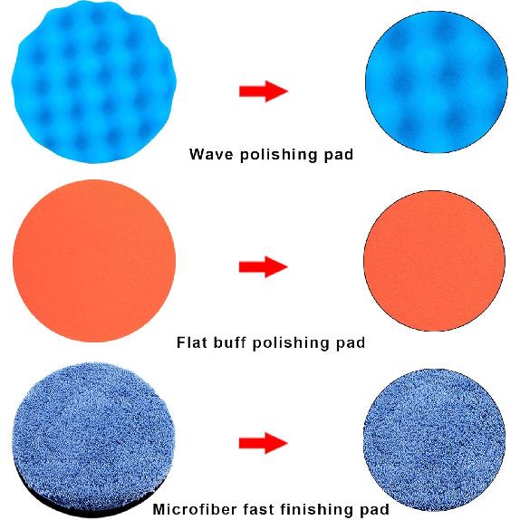 SIQUK 16 Pieces Buffing Pads 3 Inch Car Polishing Pad Kit Foam Polish Pads Wax Buffer Polisher Attachment For Drill