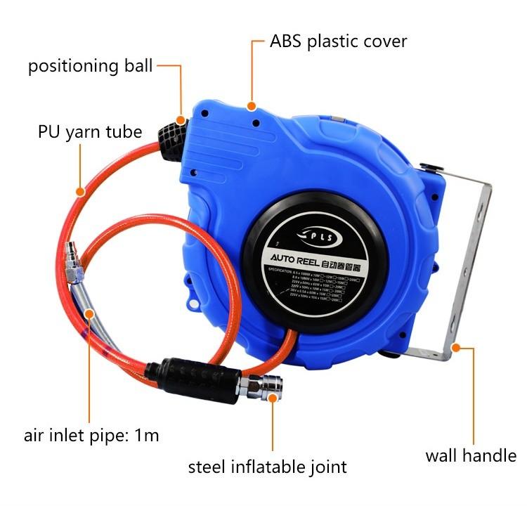 1/4" 10M Retractable Air Hose Reel Auto Rewind Roller Compressor Hydraulic/Pneumatic Hose Reels for Air Compressors Wall Mounted