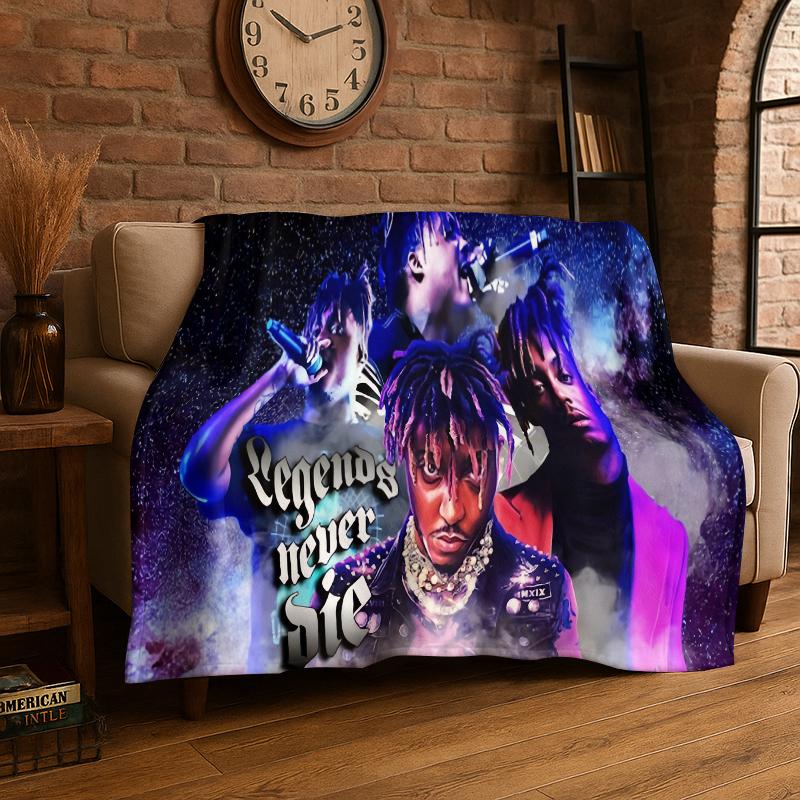 retro Juice WRLD 999 Legend Rapper Star Flannel Blanket Soft Warm Throw Blanket for Bedroom Living Room Bed Travel Camping 75x90cm