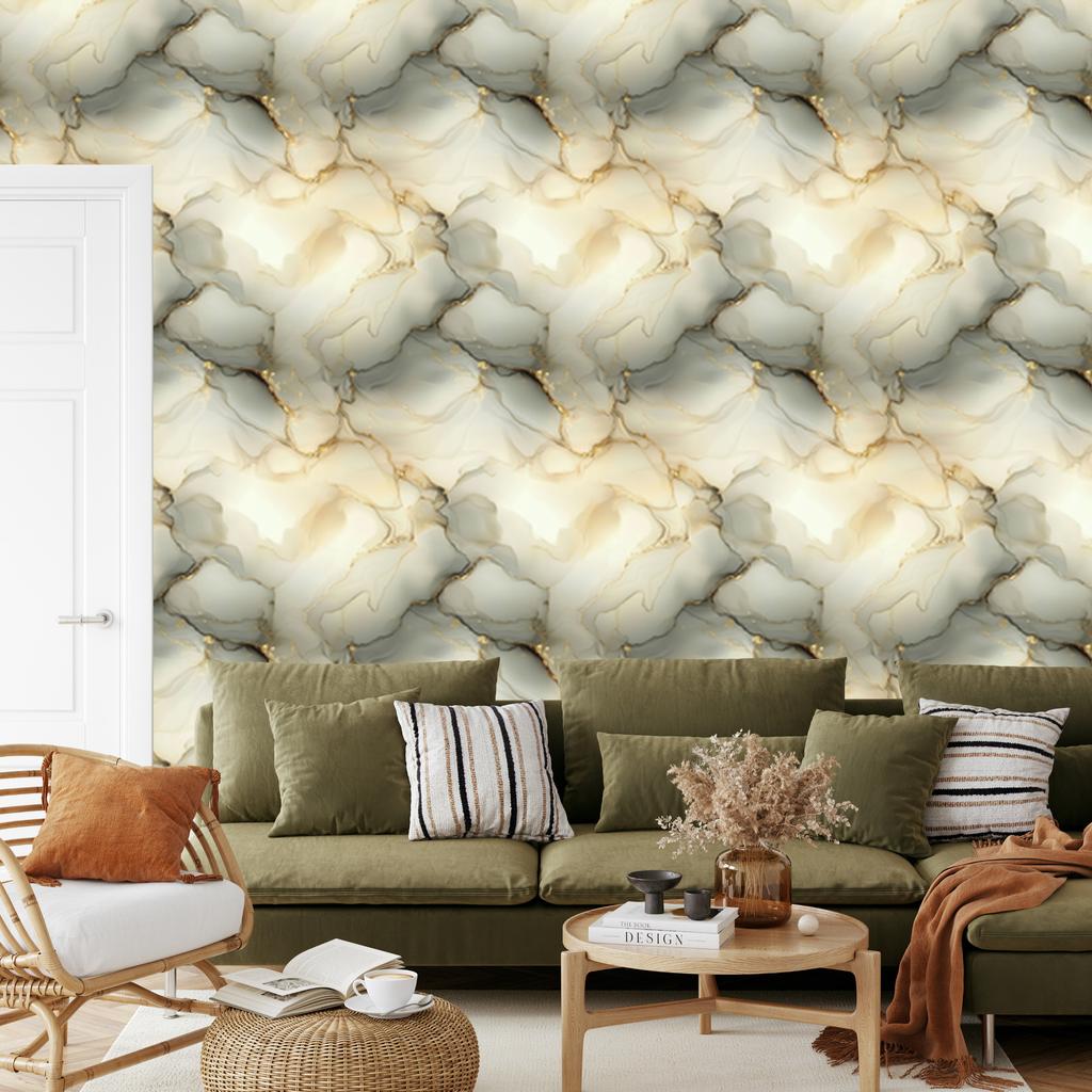Beige, cream and brown ink wallpaper for living room and bedroom 50x1000