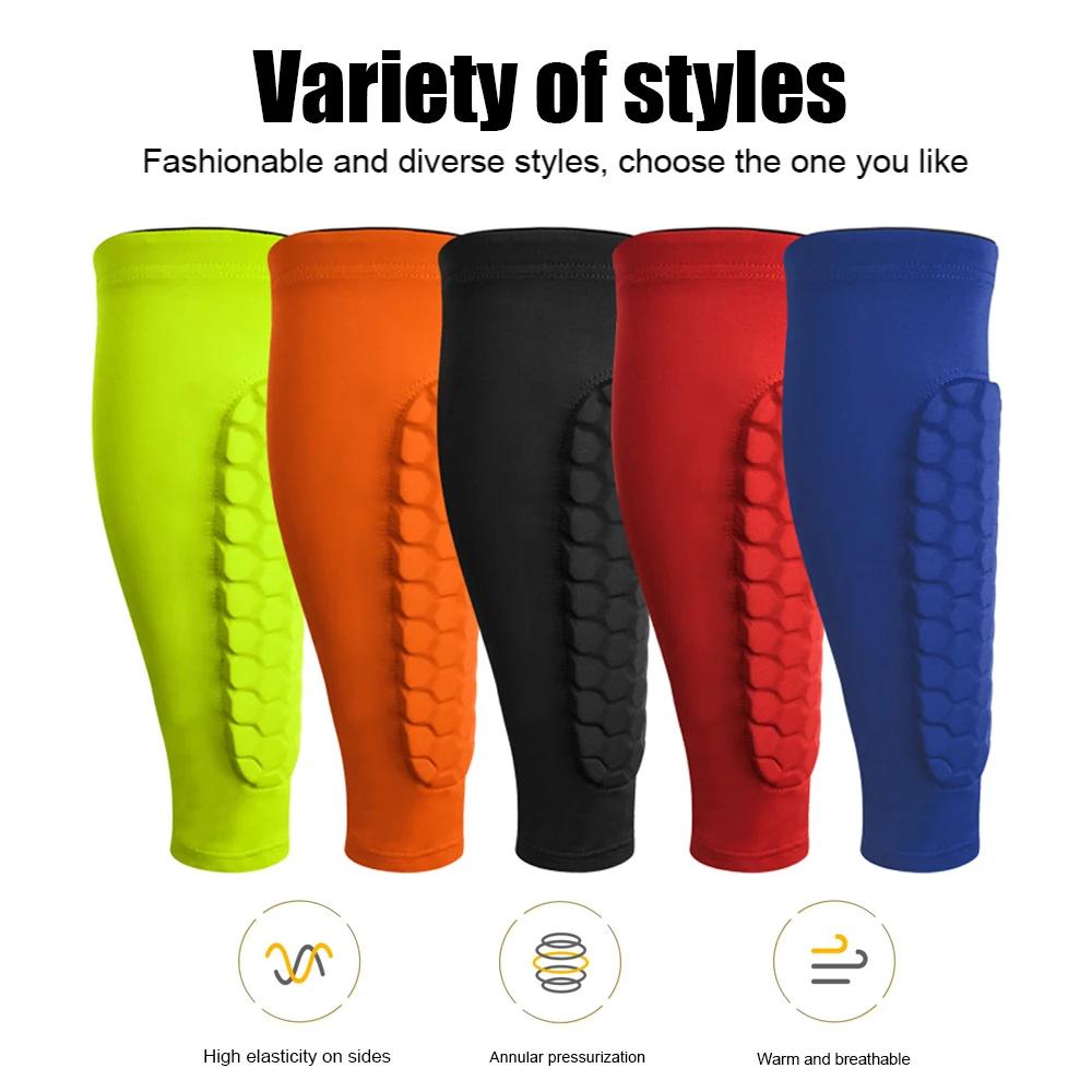 1Pcs Leg Sleeves Shin Guards Shockproof Honeycomb Nylon Support Sock Shin Protector Soccer Gear Soccer Shields Sports Legging