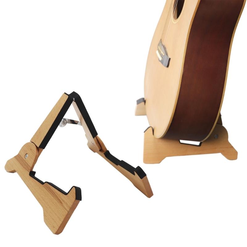 Wooden A-Frames Adjustable Floor Guitar Holder Universal Folding Guitar Bass Floor Stand Stable Instrument Stand