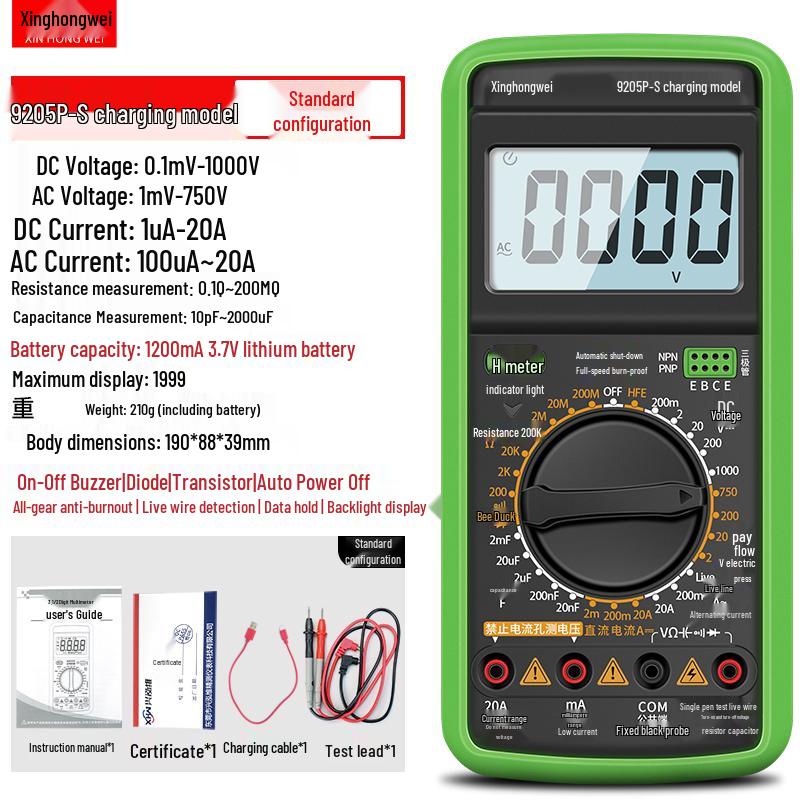 High-Precision DT9205 Digital Multimeter with Anti-Burn Protection for Electricians