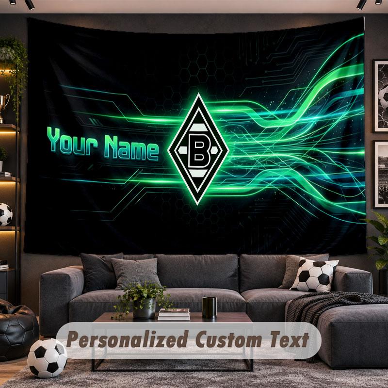Wall Hanging Tapestry Custom NameBorussia Mönchengladbach Pattern Personalized Printed Fabric Wall Decor