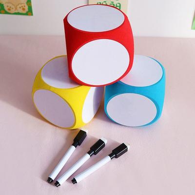 1PC fai da te dadi vuoti scrivibili/cancellabili dadi da gioco vuoti portatili pulibili per l'insegnamento in classe dadi esterni cancellabili a secco