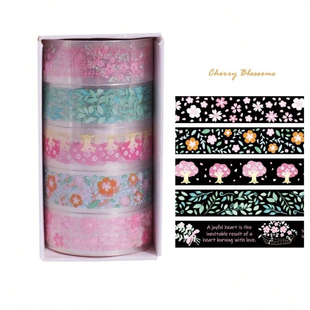 5 Rolls Of 1.8" * 3.23" Cute Transparent Midsummer Daisy Decorative Stickers DIY Materials And Paper Tapes
